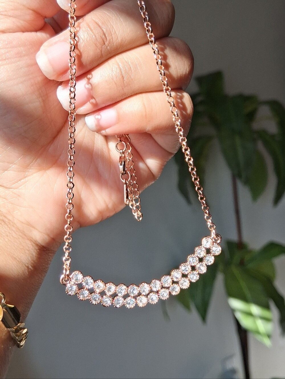 Rose Gold Curve Necklace - Women Jewelry